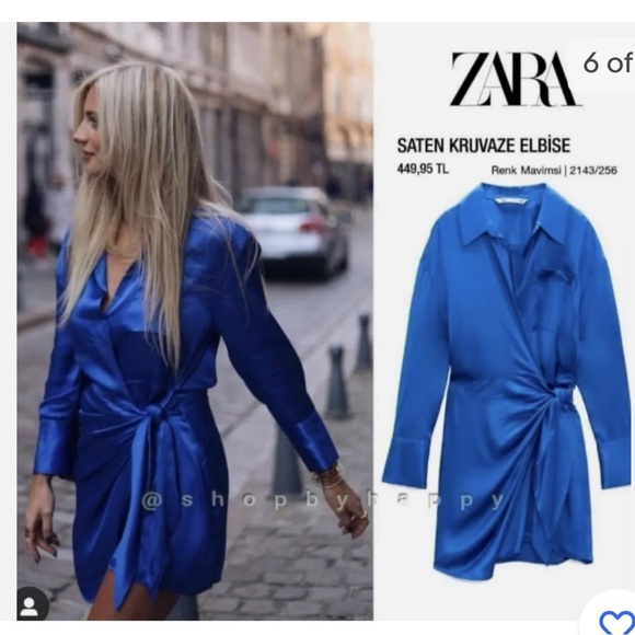 Zara Royal Blue Wrap Dress BLOGGERS FAV - Picture 3 of 11